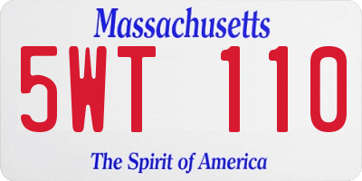 MA license plate 5WT110