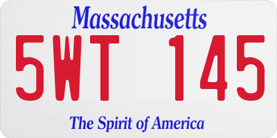 MA license plate 5WT145