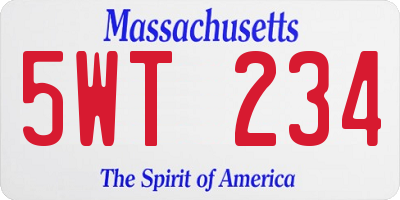 MA license plate 5WT234
