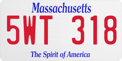 MA license plate 5WT318