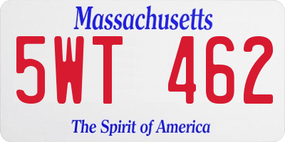 MA license plate 5WT462