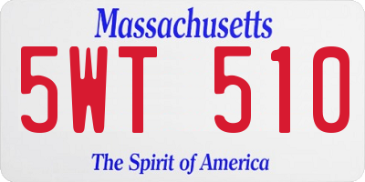 MA license plate 5WT510