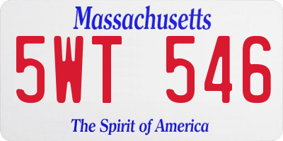 MA license plate 5WT546