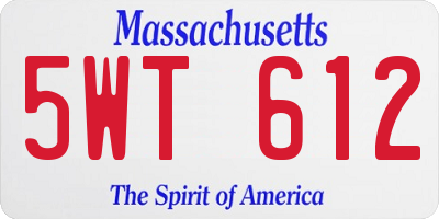 MA license plate 5WT612