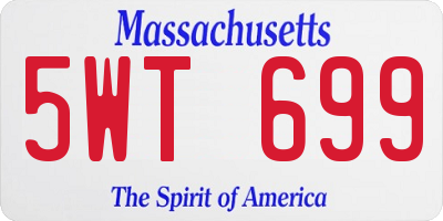 MA license plate 5WT699