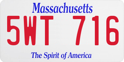 MA license plate 5WT716