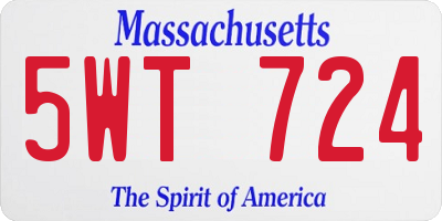 MA license plate 5WT724