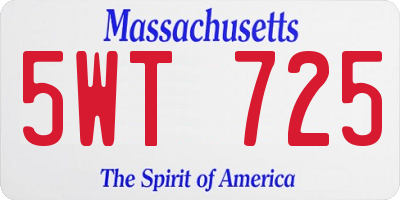 MA license plate 5WT725