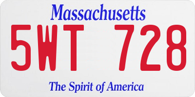 MA license plate 5WT728