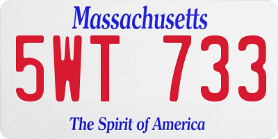 MA license plate 5WT733