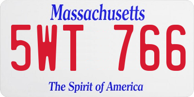 MA license plate 5WT766