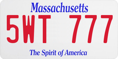 MA license plate 5WT777