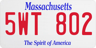 MA license plate 5WT802