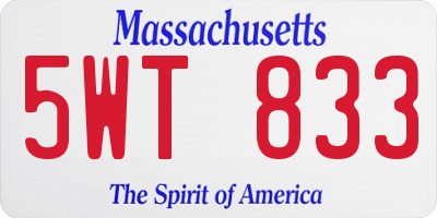 MA license plate 5WT833