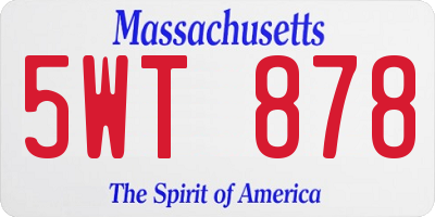 MA license plate 5WT878