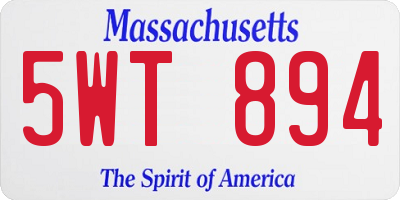 MA license plate 5WT894