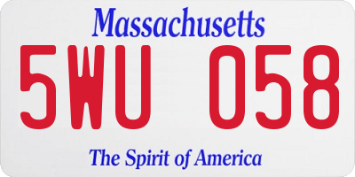 MA license plate 5WU058
