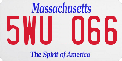 MA license plate 5WU066