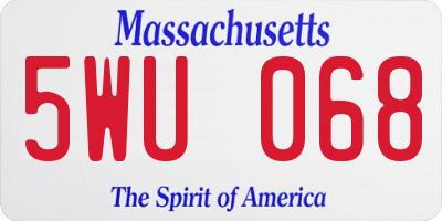 MA license plate 5WU068
