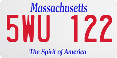 MA license plate 5WU122