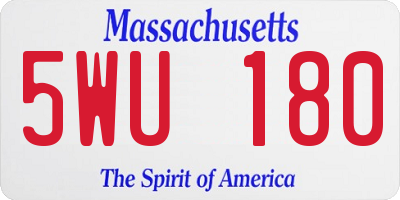 MA license plate 5WU180