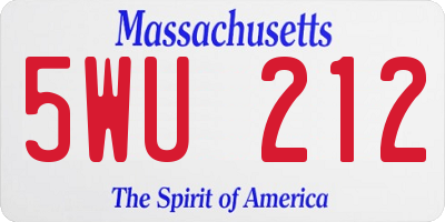 MA license plate 5WU212