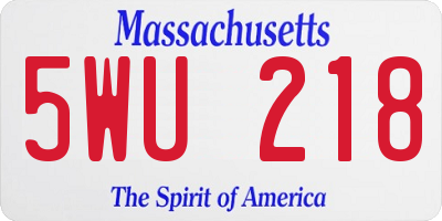 MA license plate 5WU218