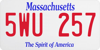 MA license plate 5WU257