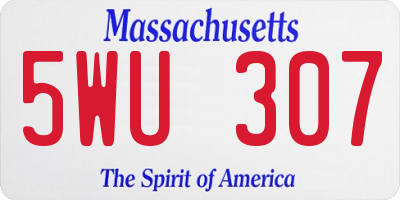 MA license plate 5WU307