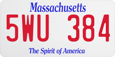 MA license plate 5WU384
