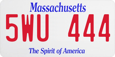 MA license plate 5WU444