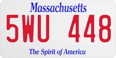 MA license plate 5WU448