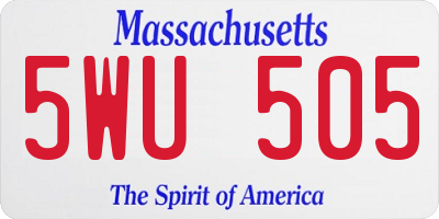 MA license plate 5WU505