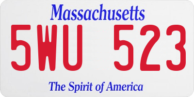 MA license plate 5WU523