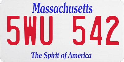 MA license plate 5WU542