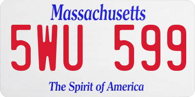 MA license plate 5WU599