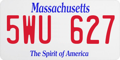 MA license plate 5WU627