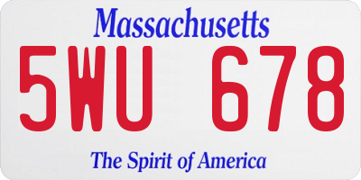 MA license plate 5WU678