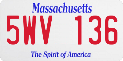 MA license plate 5WV136