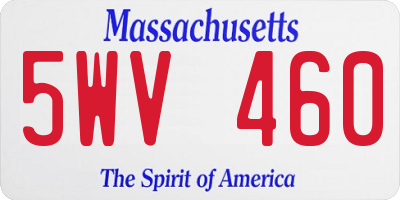MA license plate 5WV460