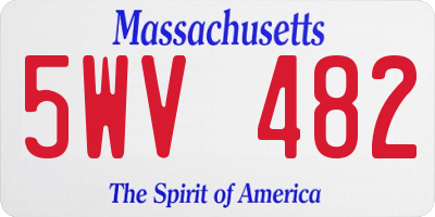 MA license plate 5WV482