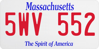 MA license plate 5WV552