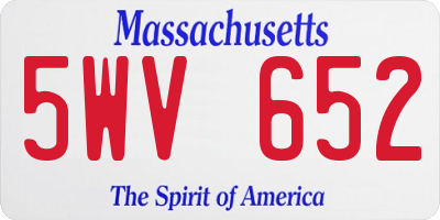 MA license plate 5WV652