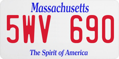 MA license plate 5WV690