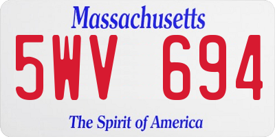 MA license plate 5WV694