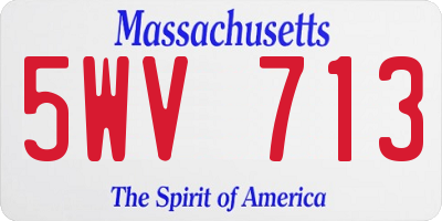 MA license plate 5WV713