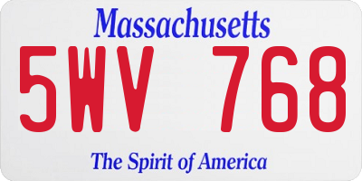 MA license plate 5WV768