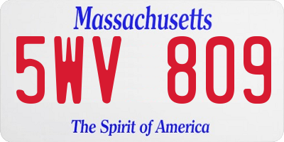 MA license plate 5WV809