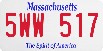 MA license plate 5WW517