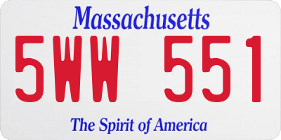 MA license plate 5WW551